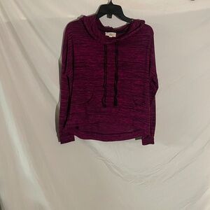 Purple and black hooded shirt